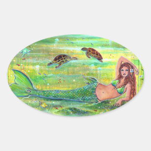 Calypso mermaid with turtles stickers by Renee