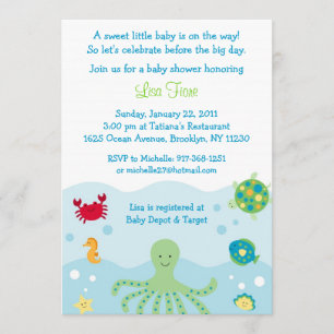 Calypso Sea Creature Ocean Baby Shower Invitations