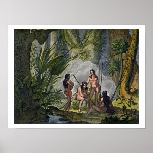 Camacani Tribesmen in Woodland in the Amazon jungl Poster