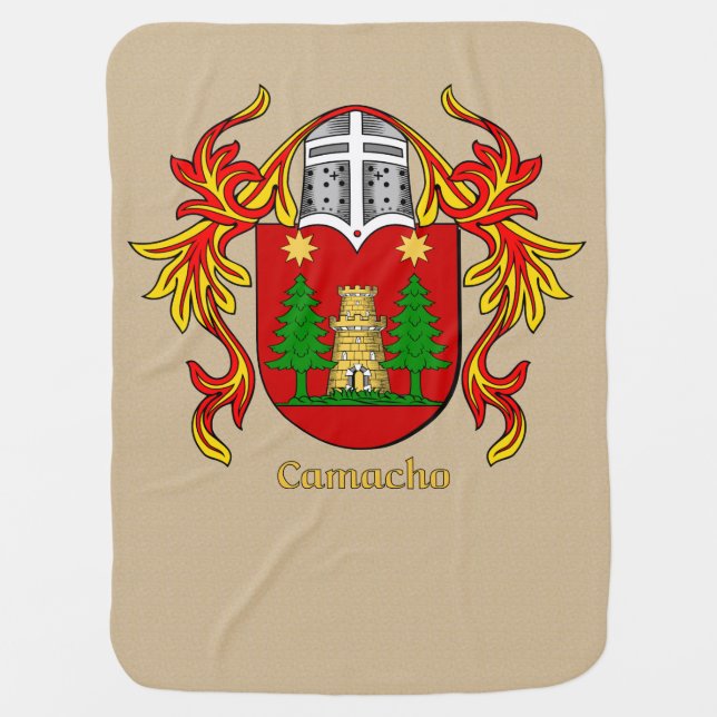 Camacho Heraldic Shield and Mantling Baby Blanket (Front)