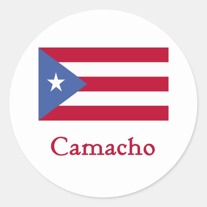 Camacho Puerto Rican Flag Round Sticker