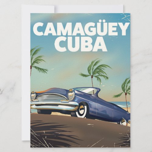 Camagey Cuban vintage travel poster Invitation