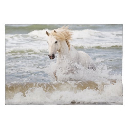 Camargue Horse in the Surf Cloth Placemat