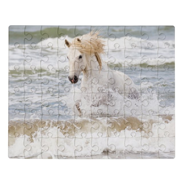 Camargue Horse in the Surf Jigsaw Puzzle (Puzzle Horizontal)