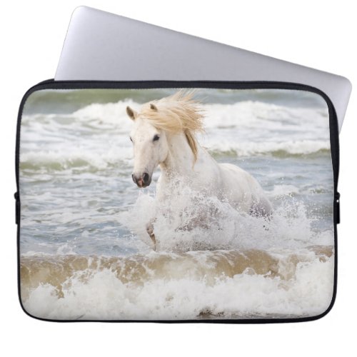 Camargue Horse in the Surf Laptop Sleeve