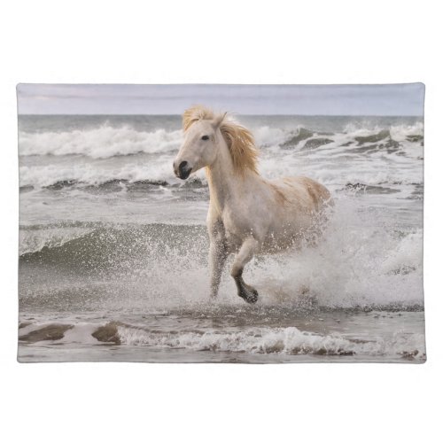 Camargue Horse Running out of Surf Cloth Placemat
