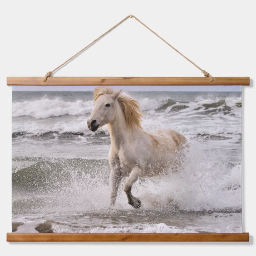 Camargue Horse Running out of Surf Hanging Tapestry