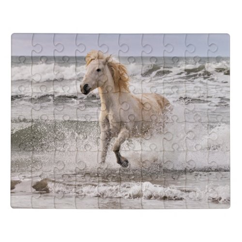 Camargue Horse Running out of Surf Jigsaw Puzzle
