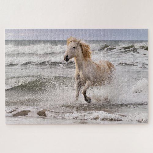 Camargue Horse Running out of Surf Jigsaw Puzzle