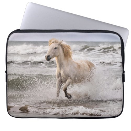 Camargue Horse Running out of Surf Laptop Sleeve
