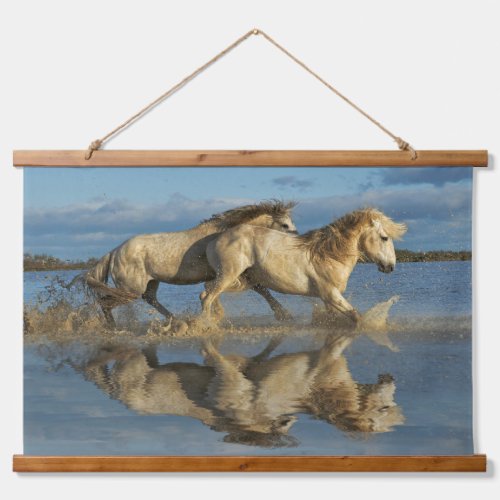 Camargue Horses and Reflection Southern France Hanging Tapestry