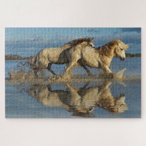 Camargue Horses and Reflection Southern France Jigsaw Puzzle