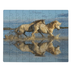Camargue Horses and Reflection, Southern France Jigsaw Puzzle