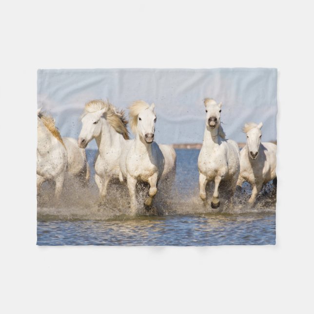 Camargue Horses Fleece Blanket (Front (Horizontal))