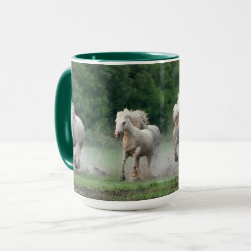 Camargue Horses Running in Water Mug