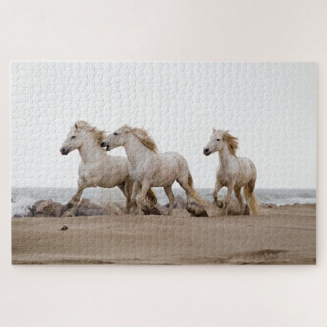 Camargue Horses Running on the Beach Jigsaw Puzzle (Horizontal)