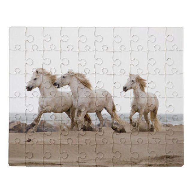 Camargue Horses Running on the Beach Jigsaw Puzzle (Puzzle Horizontal)