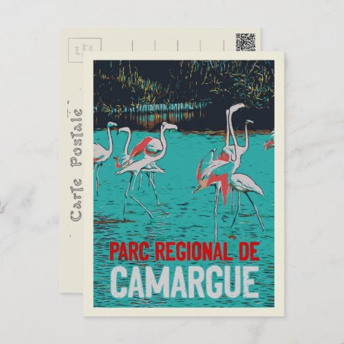 Camargue regional park France pink flamingos Postcard