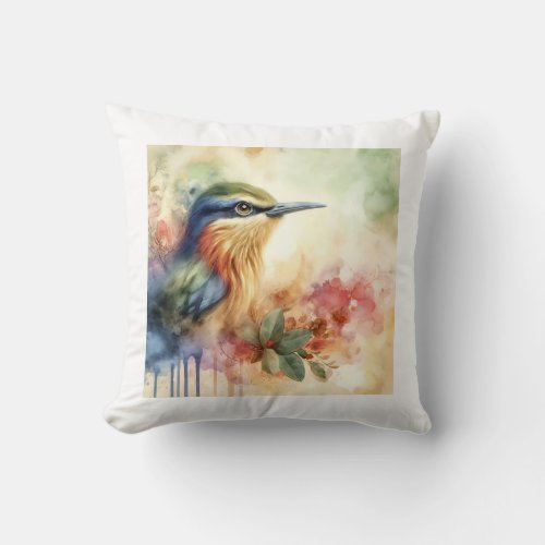 Camaroptera bird AREF1604 1 _ Watercolor Throw Pillow