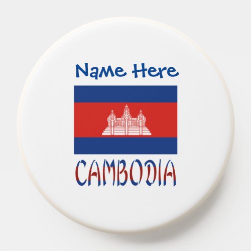 Cambodia and Cambodian Flag Blue Personalization  PopSocket