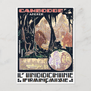 Cambodia, Angkor, L'Indochine,Vintage Asian Travel Postcard