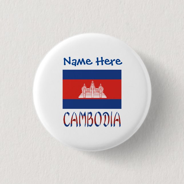 Cambodia Cambodian Flag Blue Personalized  Button (Front)