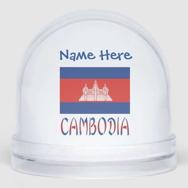 Cambodia Cambodian Flag Blue Personalized  Snow Globe (Front)