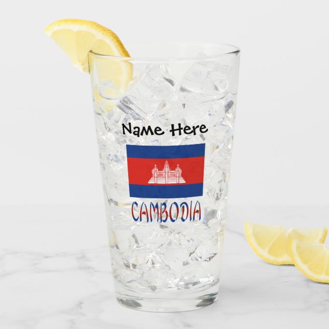 Cambodia Cambodian Flag Personalized  Glass (Front Ice)