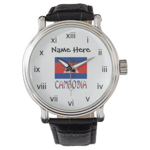 Cambodia Cambodian Flag Personalized Name  Watch