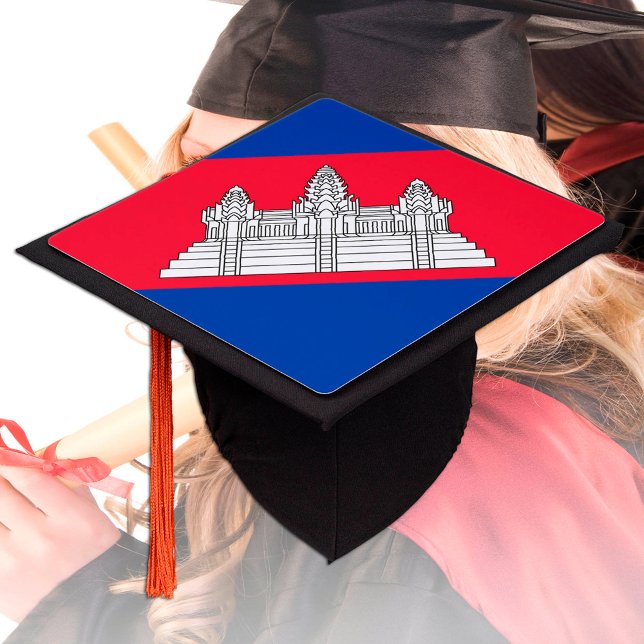 Cambodia & Cambodian Flag - Students /University Graduation Cap Topper (Creator Uploaded)