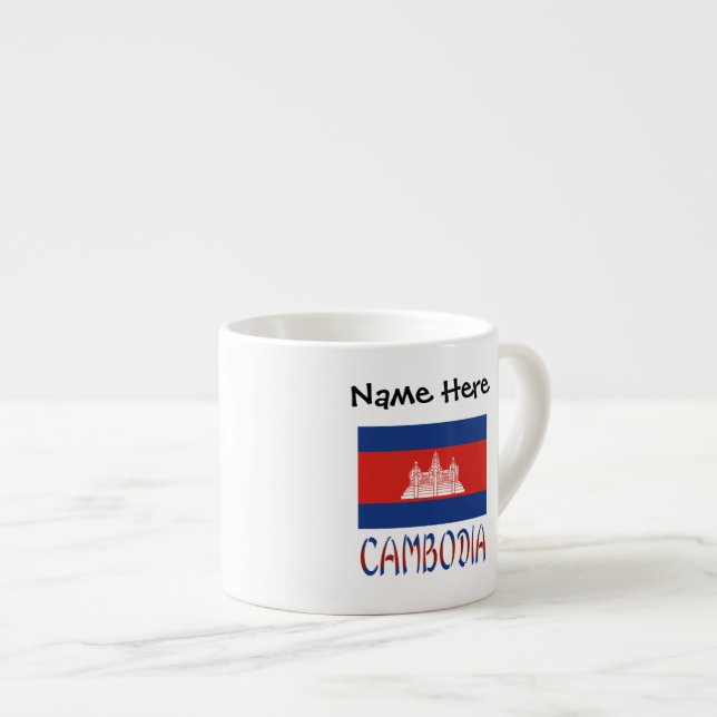 Cambodia Cambodian Flag Tiled Personalized  Espresso Cup (Front Right)