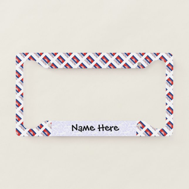 Cambodia Cambodian Flag Tiled Personalized  License Plate Frame (Front)