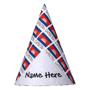 Cambodia Cambodian Flag Tiled Personalized  Party Hat