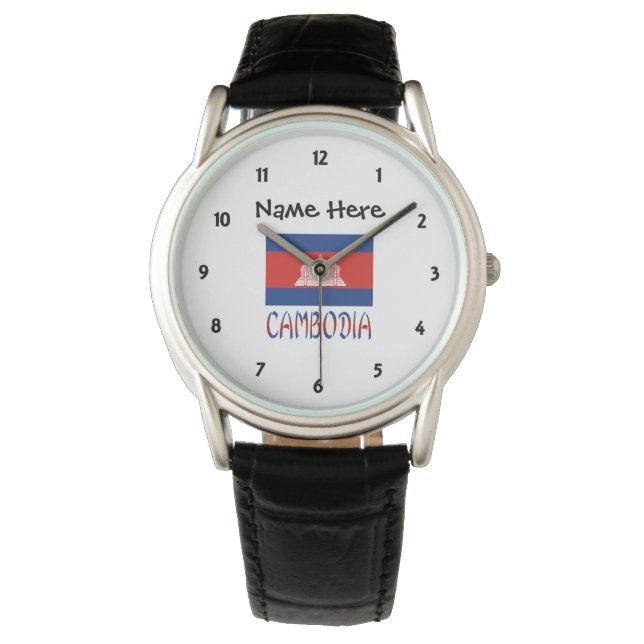 Cambodia Cambodian Flag Tiled Personalized  Watch (Front)