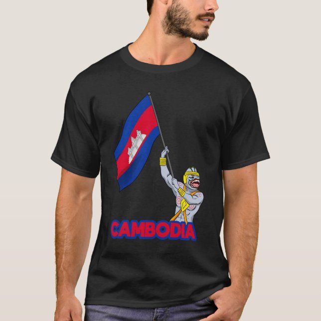 Cambodia Cambodian Khmer Reamker Hanu Flag T-Shirt (Front)