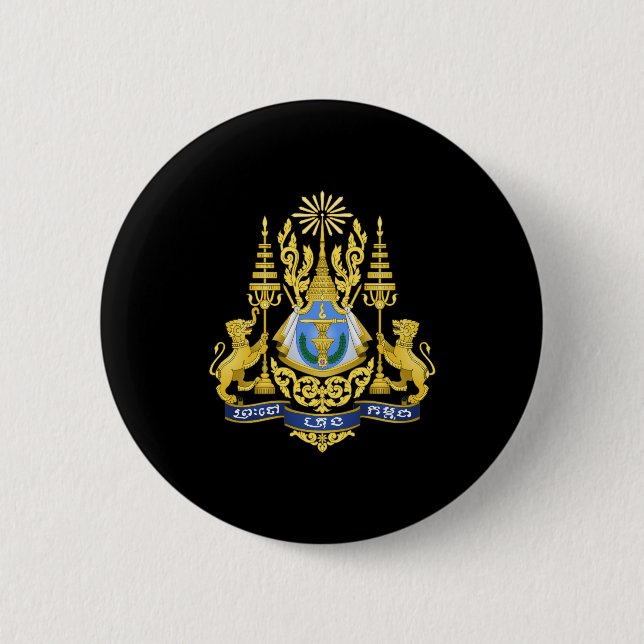 Cambodia Coat of Arms Pinback Button (Front)