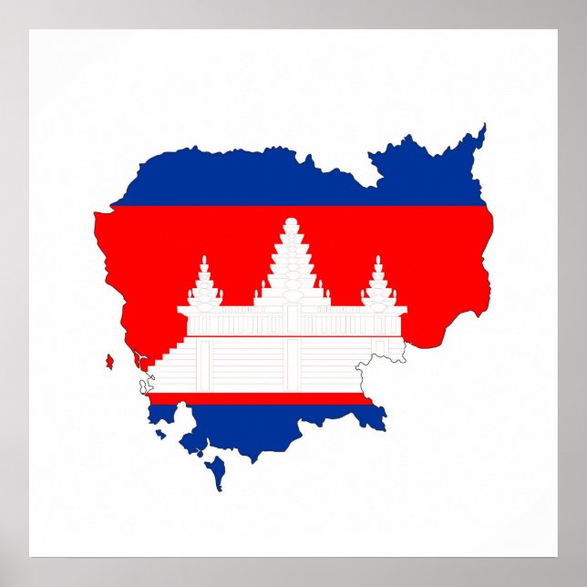 cambodia country flag map shape silhouette symbol poster (Front)