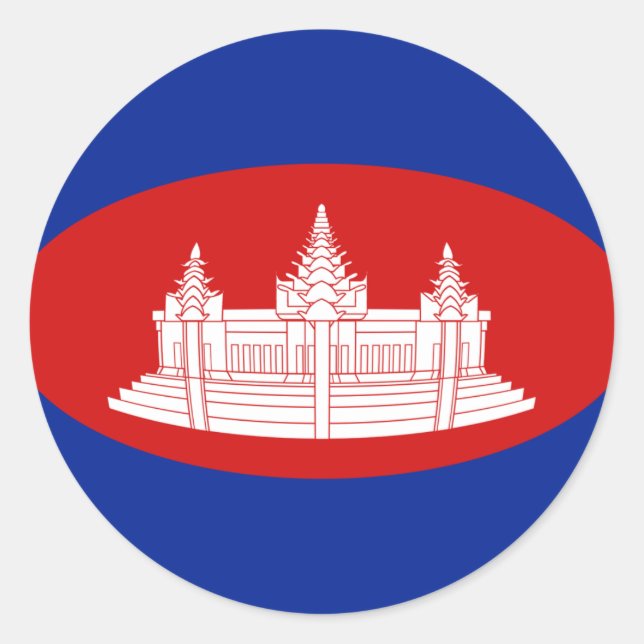 Cambodia Fisheye Flag Sticker (Front)