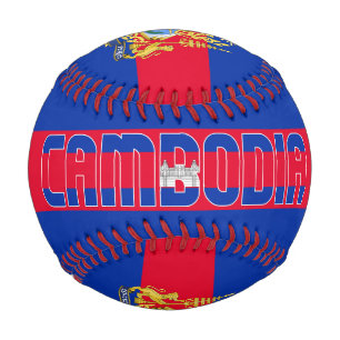Cambodia Flag and Coat of Arms Patriotic Baseball