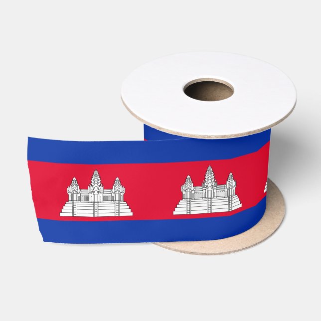Cambodia Flag & Cambodia travel, holiday/sports Satin Ribbon (Spool)