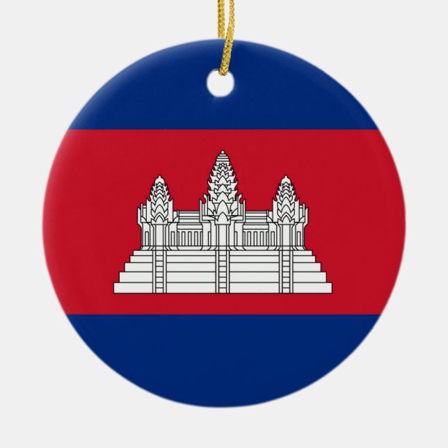 Cambodia flag ceramic ornament (Front)
