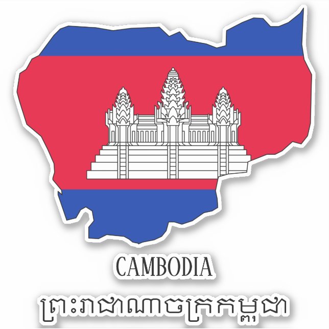 Cambodia Flag Charming Patriotic Map Sticker (Front)