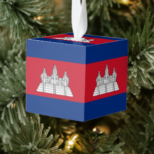 Cambodia flag cube ornament