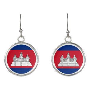 Cambodia flag earrings
