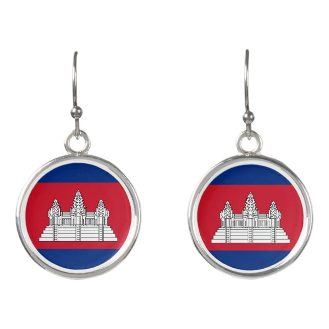 Cambodia flag earrings (Front)