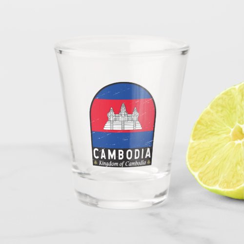 Cambodia Flag Emblem Distressed Vintage Shot Glass