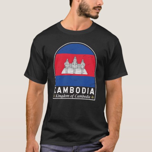 Cambodia Flag Emblem Distressed Vintage T_Shirt