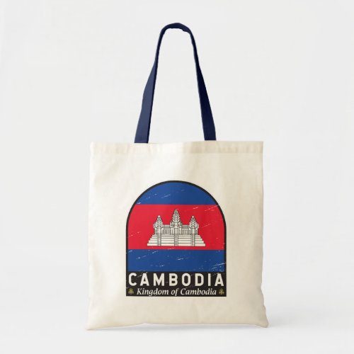 Cambodia Flag Emblem Distressed Vintage Tote Bag