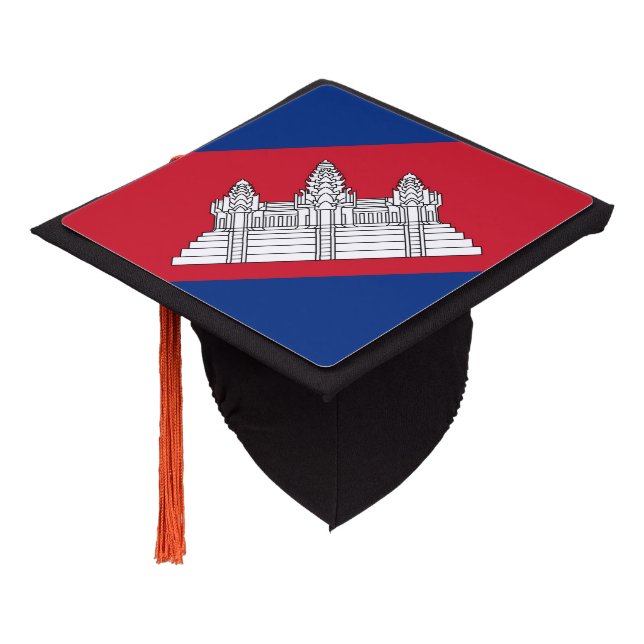 Cambodia flag graduation cap topper (Angled)