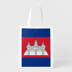 Cambodia flag grocery bag